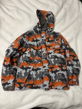 Burton Kids Orange, Gray & Black Camo ski Jacket